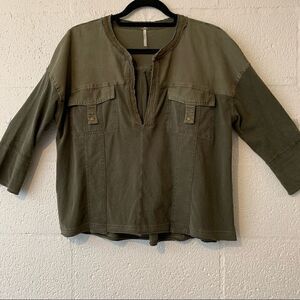 Free People Green Flap Pocket Tee Small